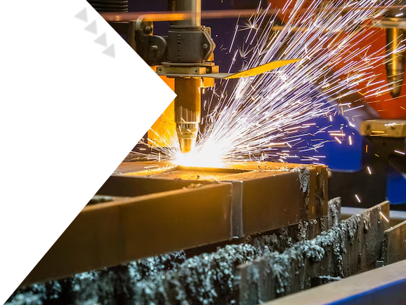Welding sparks in industrial setting